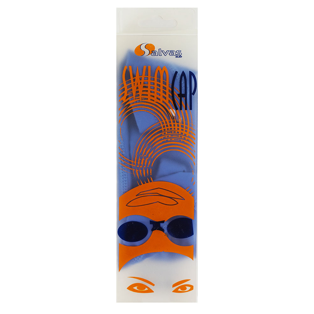 Шапочка для плавания SALVAS Cap PU, нейлон с PU, размер взрослый, Цвет Синий