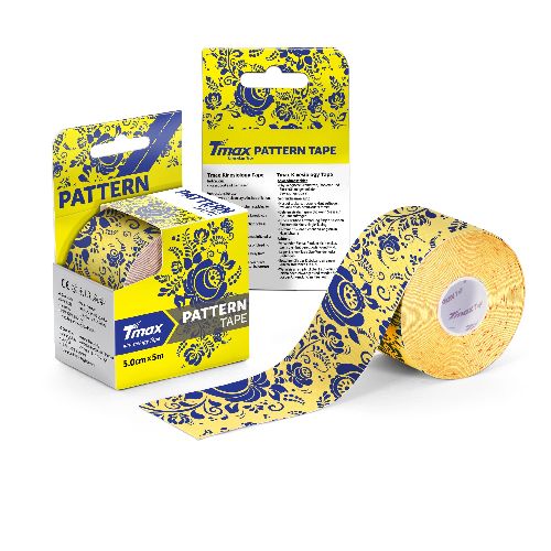 Тейп кинезиологический TMAX Pattern, размер 5 см x 5 м, Цвет Желтый