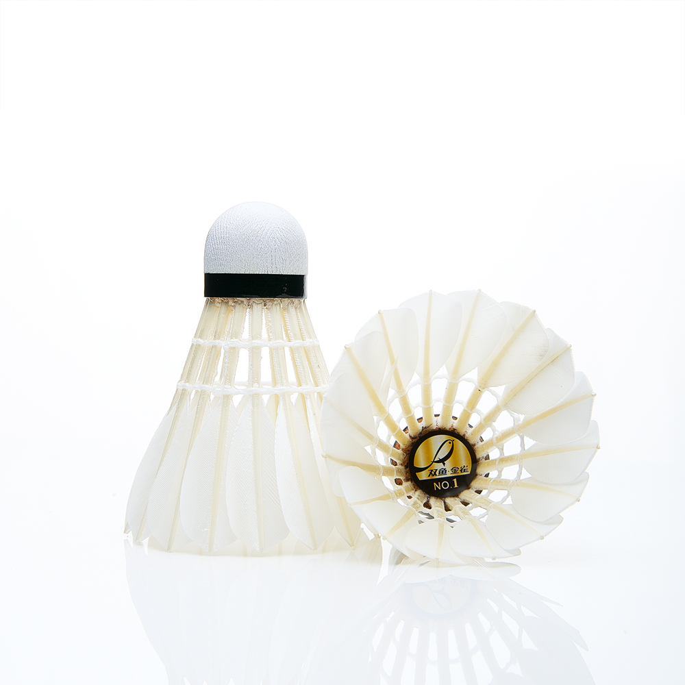 Воланы для бадминтона профессиональные DOUBLE FISH JINQUE 01, перо/пробка, 12 шт.