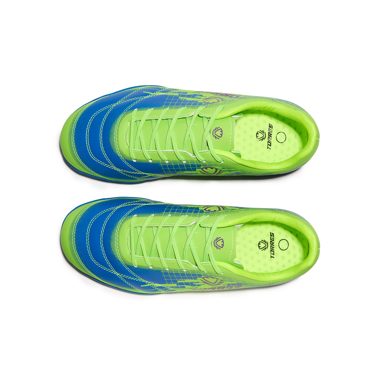 Бутсы футбольные (многошиповки) детские TORRES COPA KID, Размер 28, Цвет Салатовый/Синий