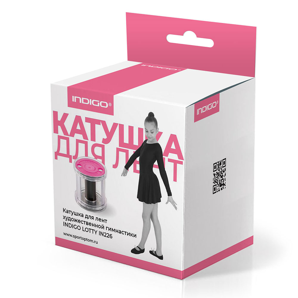 Катушка для лент художественной гимнастики INDIGO LOTTY IN226, Цвет Черно-розовый