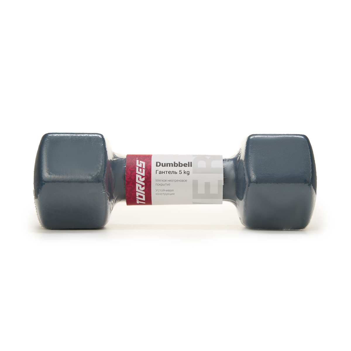 Гантель металлическая TORRES в неопреновой оболочке, Вес 5 кг