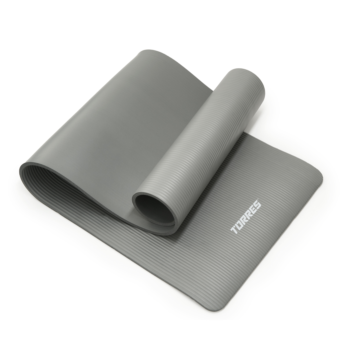 Коврик для йоги TORRES SOFT, каучук 1,2 см, серый, Толщина коврика 12 мм