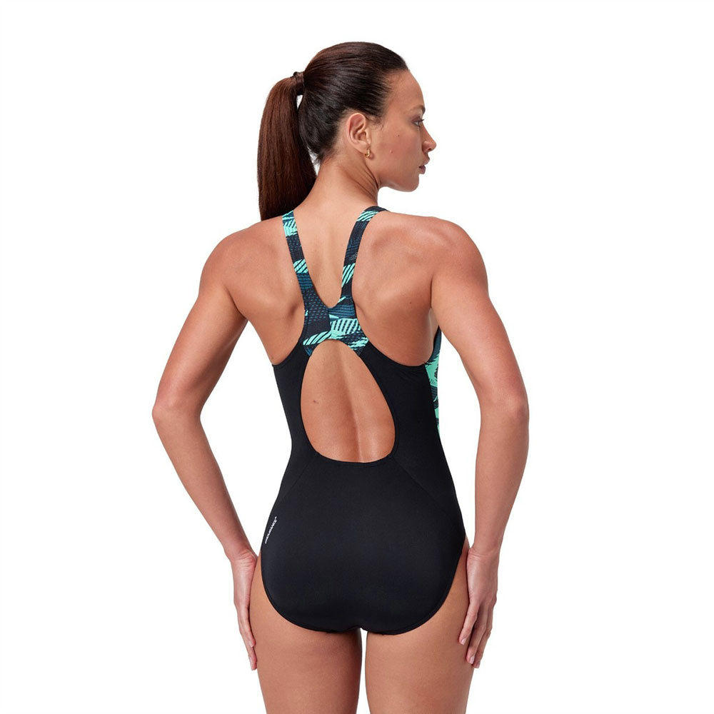 Купальник SPEEDO Hyperboom Splice Muscleback, Размер р.30, Цвет Черно-бирюзовый