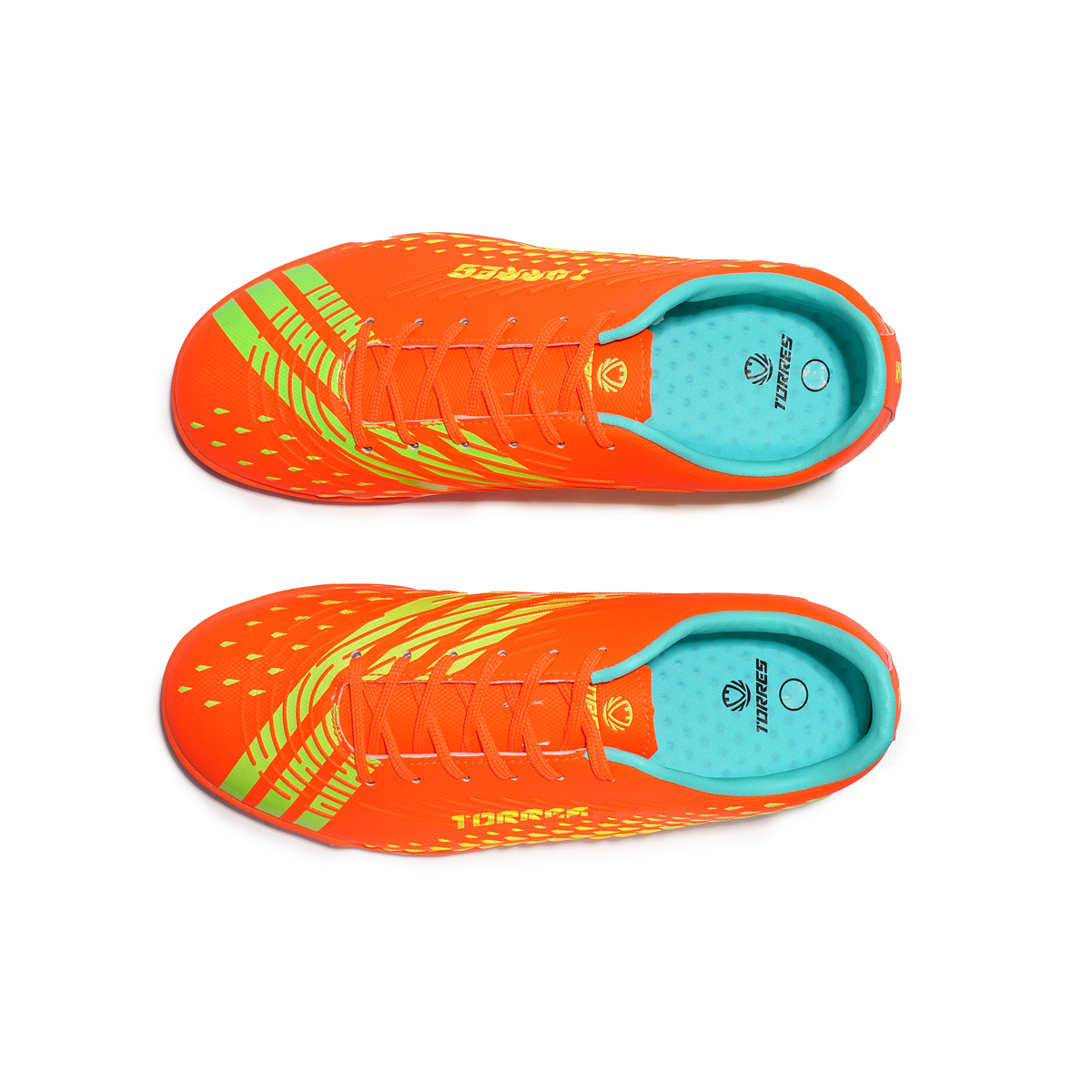 Бутсы зальные детские TORRES RAYO KID, Размер 28, Цвет Оранжевый/Желтый/Салатовый
