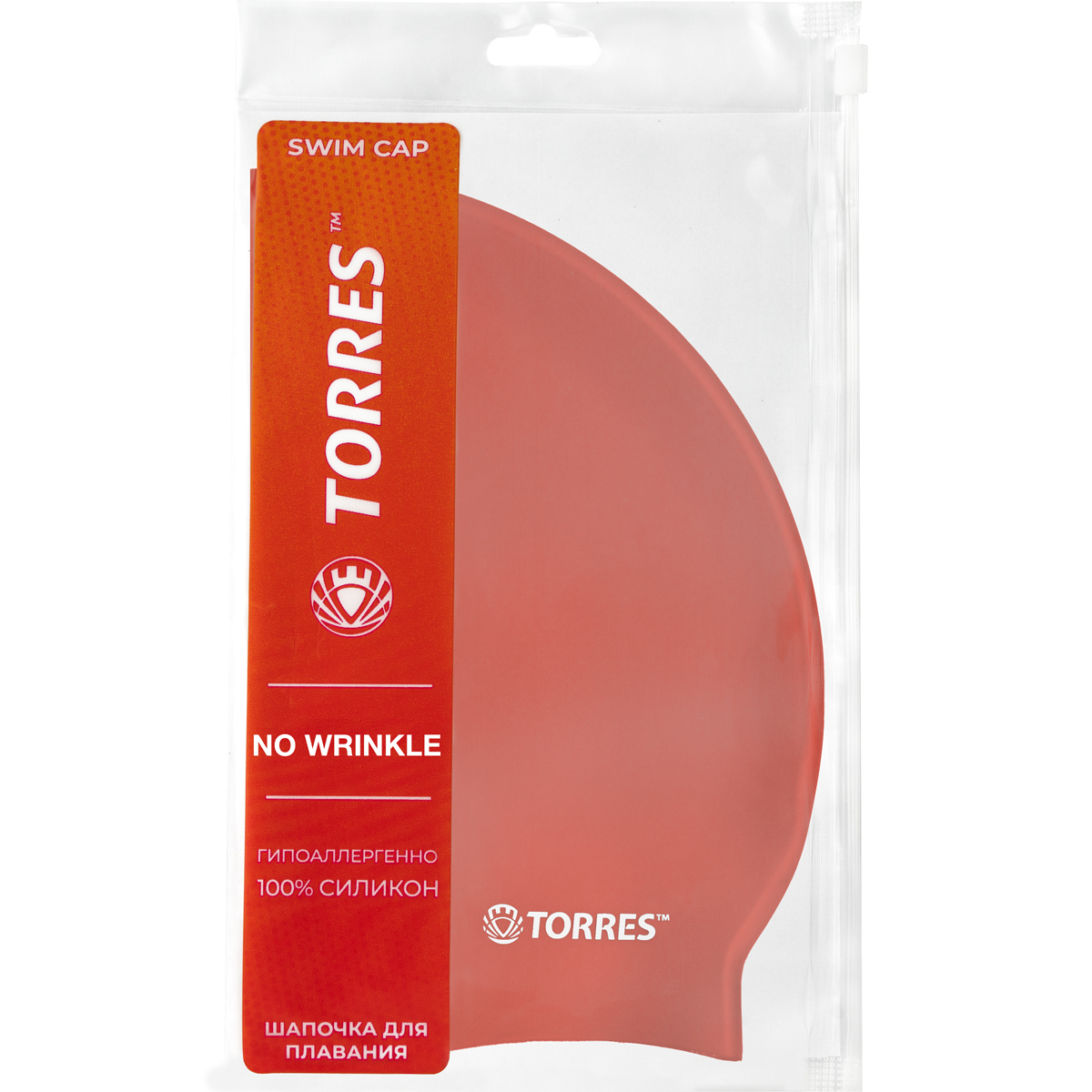 Шапочка для плавания TORRES No Wrinkle, Цвет Красный