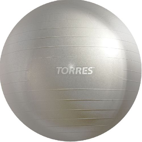 Мяч гимнастический TORRES диаметром 55 см, с насосом, Цвет Серый