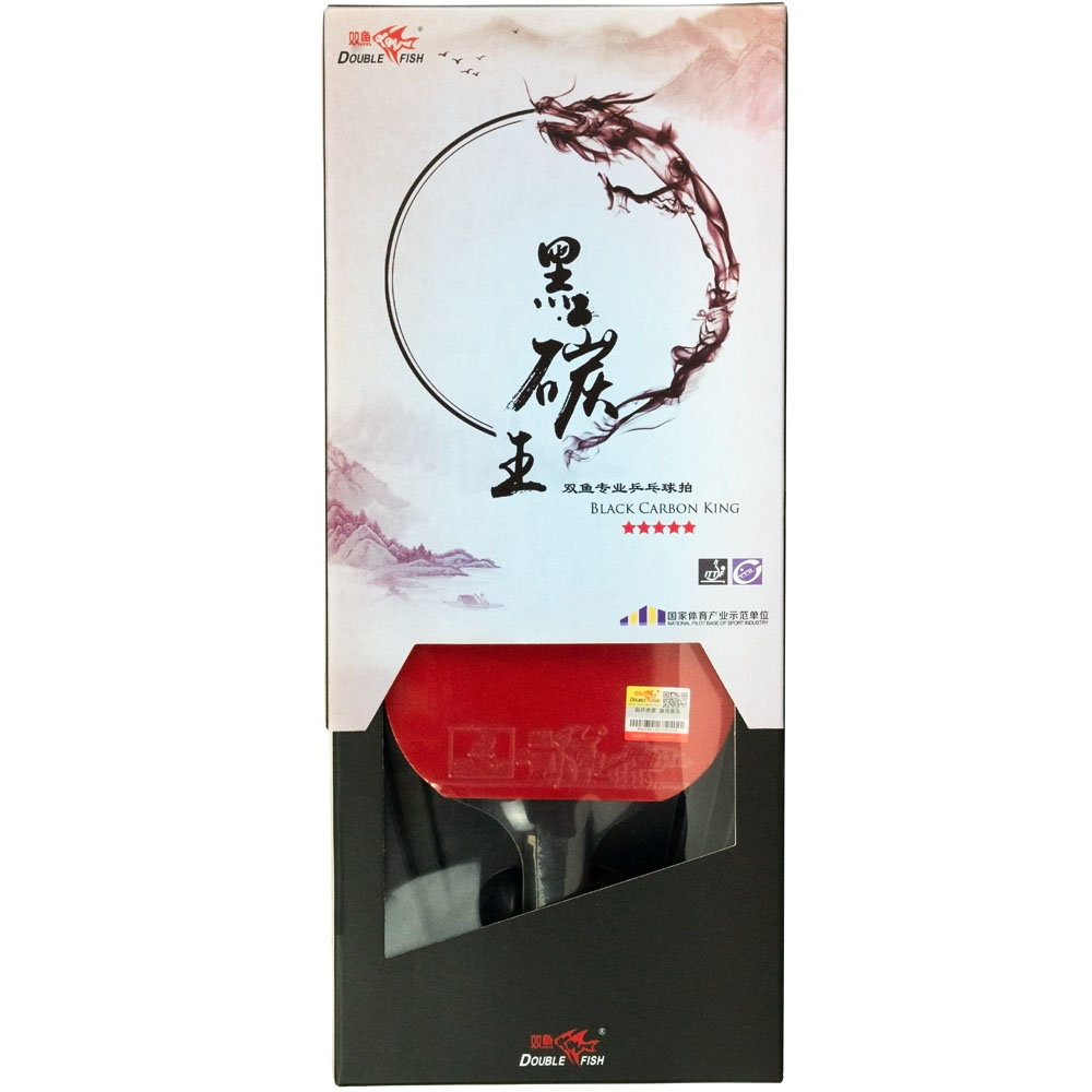 Ракетка для настольного тенниса DOUBLE FISH Black Carbon King Racket 5*****, профессиональная, ITTF Approved