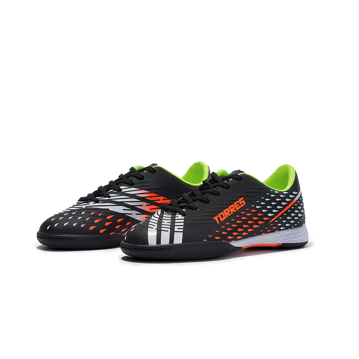 Бутсы зальные детские TORRES RAYO KID, Размер 28, Цвет Черный/Оранжевый/Белый