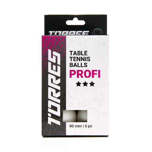 Мяч для настольного тенниса TORRES Profi 3*, упаковка 6 шт