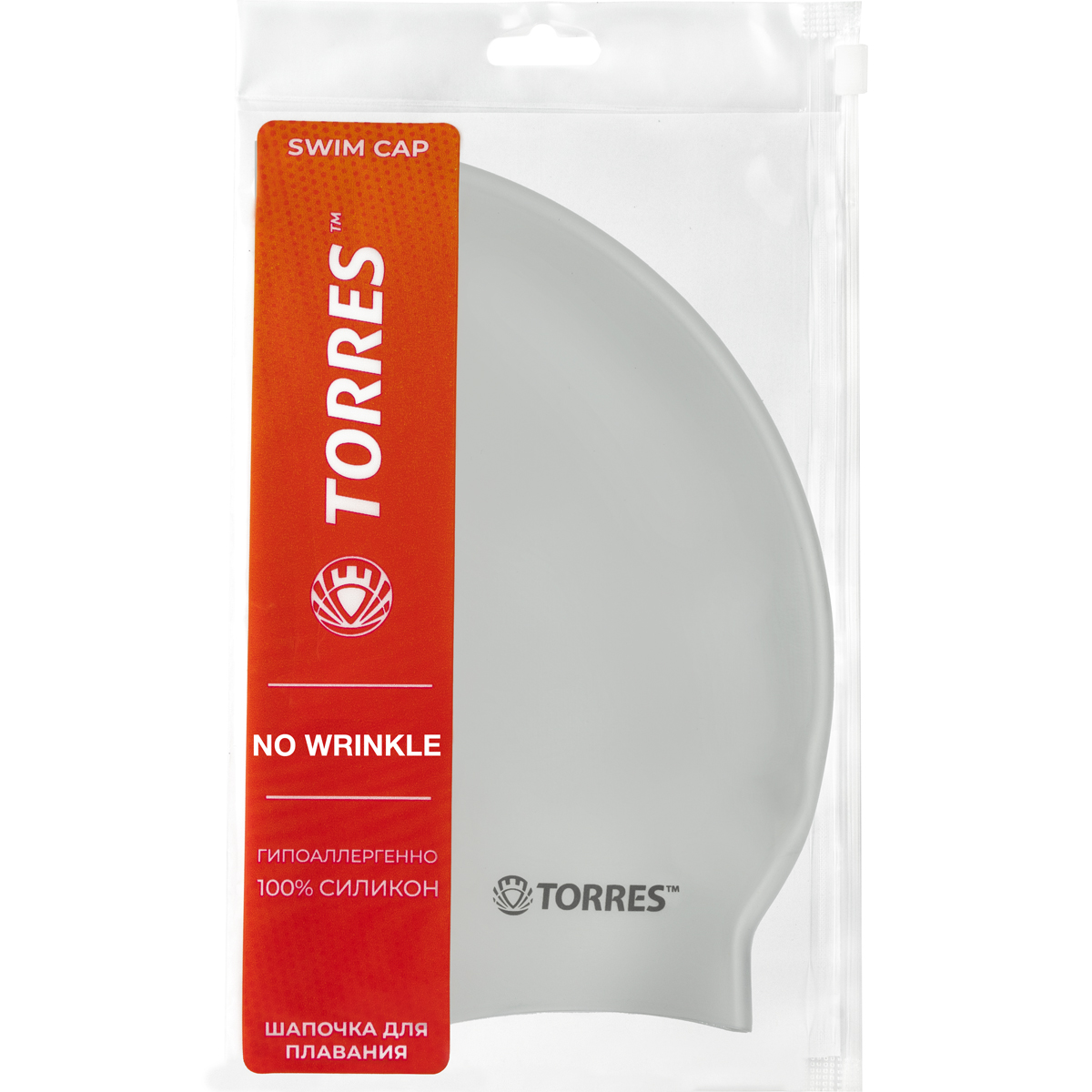 Шапочка для плавания TORRES No Wrinkle, Цвет Серебристый