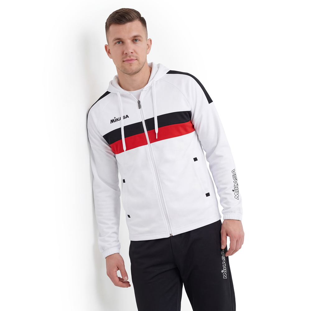 Костюм спортивный MIKASA, мужской с капюшоном, Размер 3xl, Цвет Белый/черный