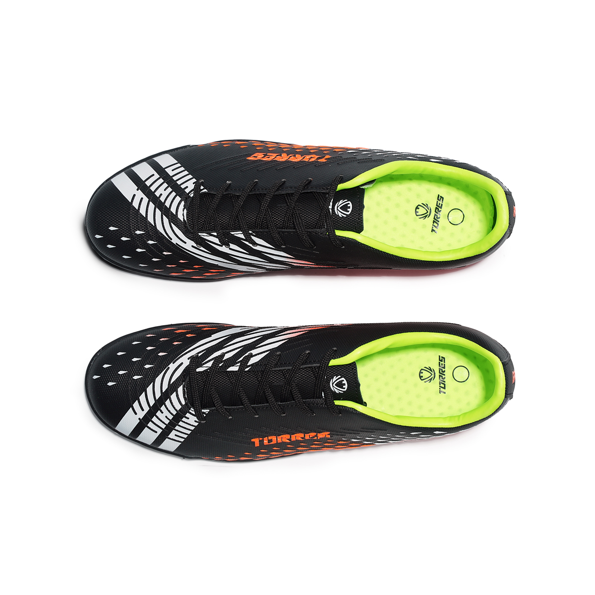 Бутсы зальные TORRES RAYO-J, Размер 34, Цвет Черный/Оранжевый/Белый
