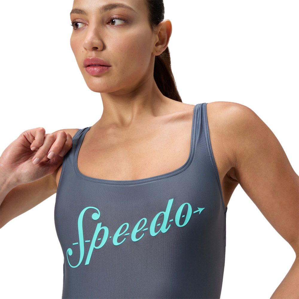 Купальник SPEEDO Logo Square Back Swimsuit, Размер р.30, Цвет Серо-бирюзовый