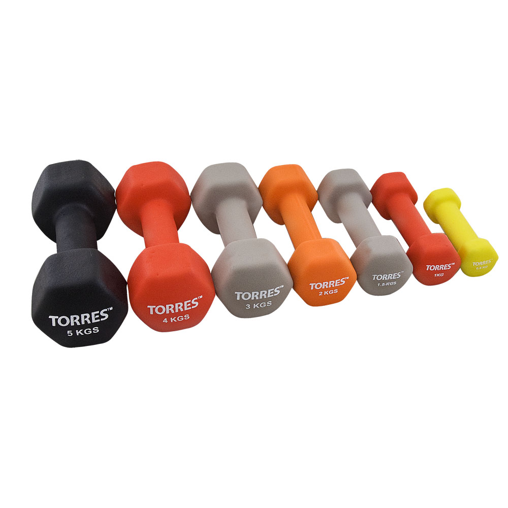 Гантель металлическая TORRES в неопреновой оболочке, Вес 0,5 кг