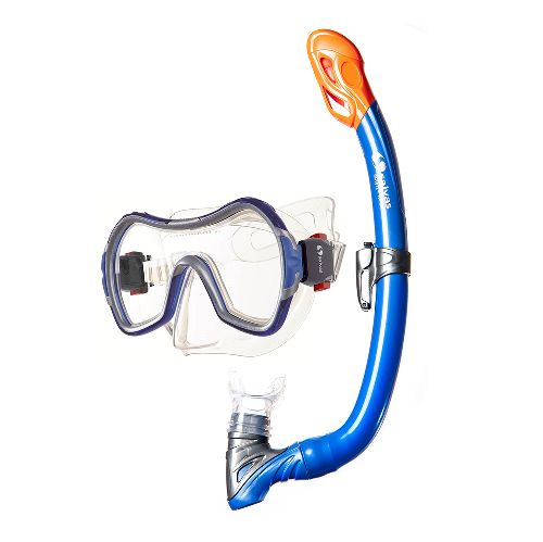 Набор для плавания SALVAS Wave Set, размер Medium, синий, в сетчатой сумке