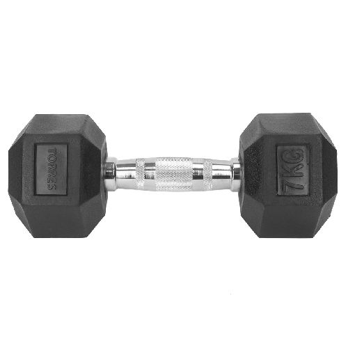 Гантель металлическая TORRES в резиновой оболочке, Вес 7 кг